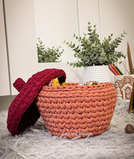 Recycled (t-shirt) yarn basket container-115