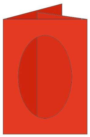 Craftcreations Pack of 5 Double Fold Large Cards and Envelopes with Oval Aperture, Bright Red (PK001-17)