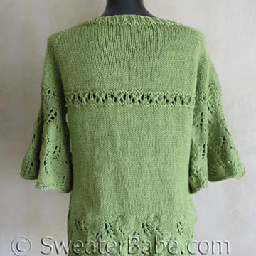 #119 Eyelets and Lace Curved Hem Cardigan