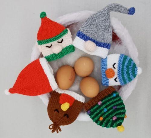 Christmas Egg Cosy/Bauble Knitting Pattern Snowman Robin Gone