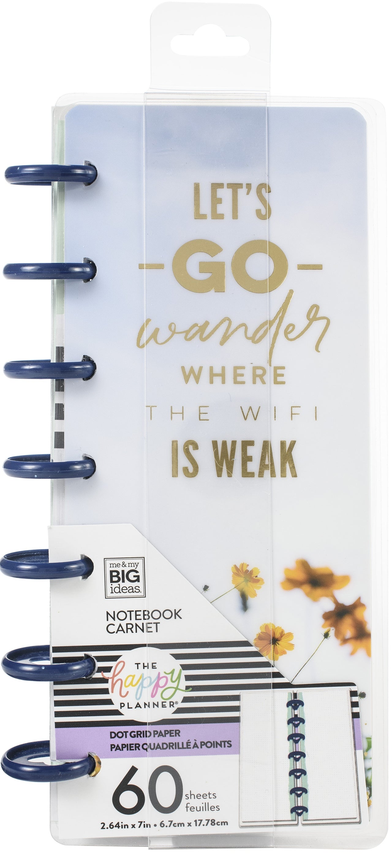 The Happy Planner Mini Skinny Notebook W/60 Sheets - Let's Go Wander Where The Wifi Is