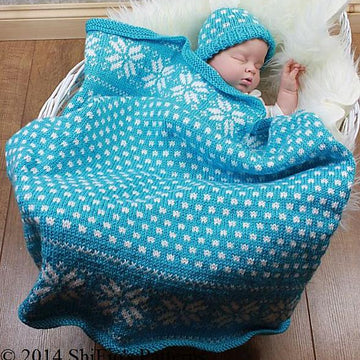 Snowflake Blanket & Hat Knitting Pattern - 295
