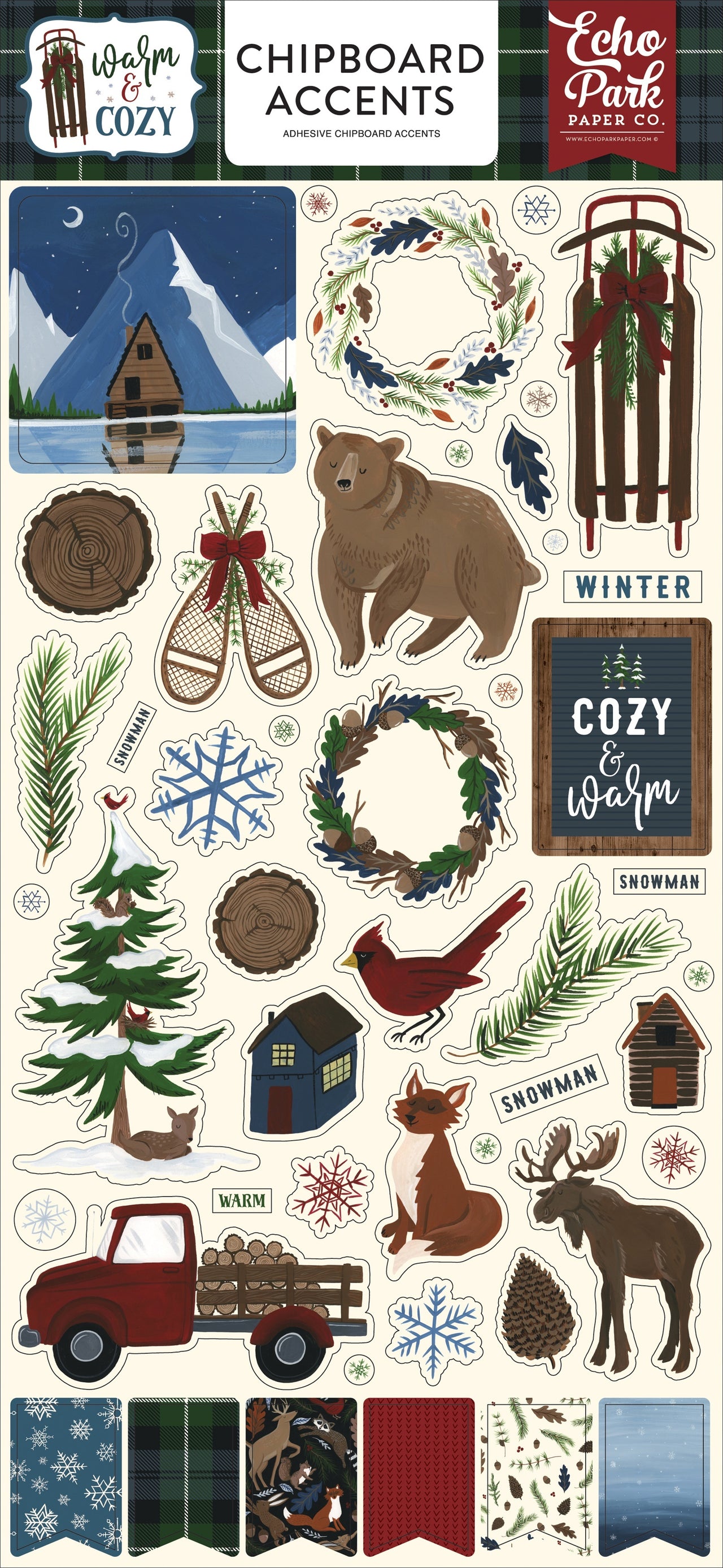 Echo Park Paper Warm & Cozy Chipboard 6"X13" - Accents