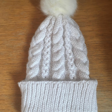 White Cable Hat