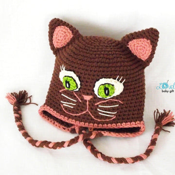 Kitty, Cat Earflap Hat Crochet Pattern