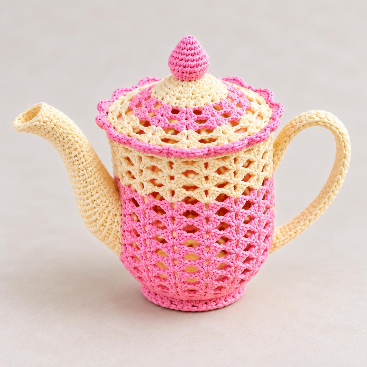 Crochet Tea Set Pattern – Teapot, Cups, Saucers & Doily PDF Pattern