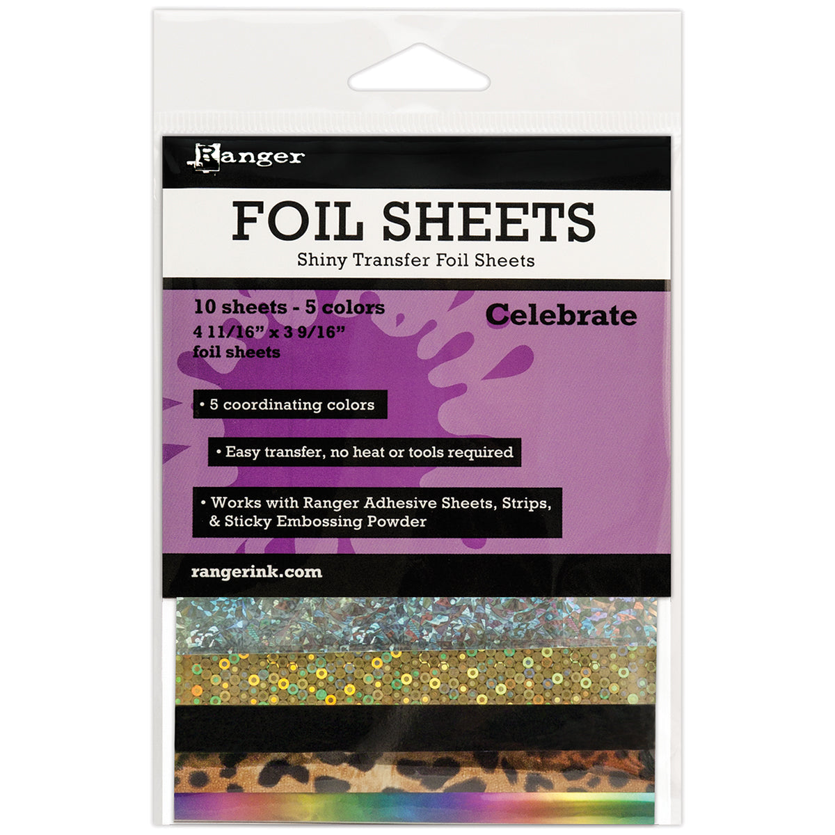 Ranger Shiny Transfer Foil Sheets 10/Pkg - Celebrate