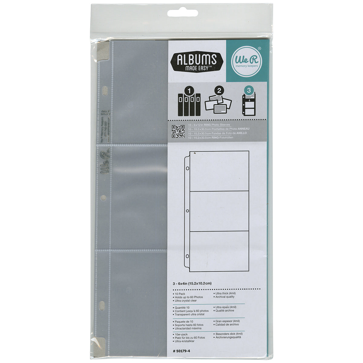 We R Memory Keepers We R Ring Photo Sleeves 6"X12" 10/Pkg - (3) 6"X4" Pockets