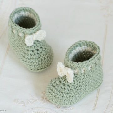 Mint Macaroon Baby Booties