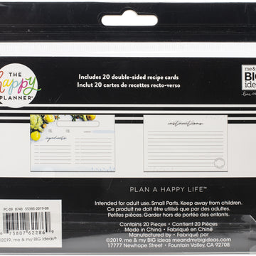 Happy Planner Recipe Cards 20/Pkg - Foodie 9.12"X4.75"