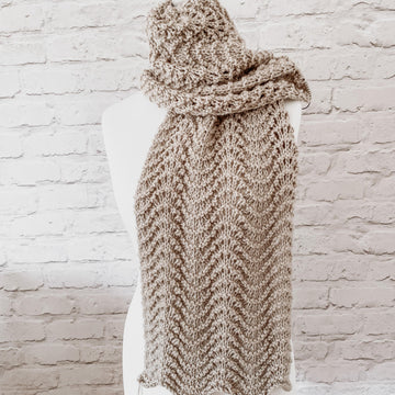 Fan & waves Scarf Knitting Pattern