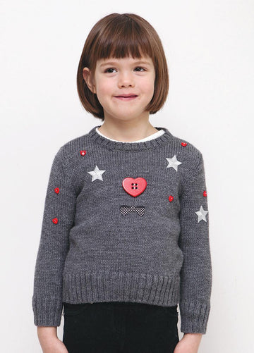 Girls Round Neck Sweater in Bergere de France Ideal - 60508-453 - Downloadable PDF