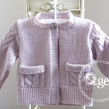 Child’s Cardigan with cable detail on sleeves and pockets - P065