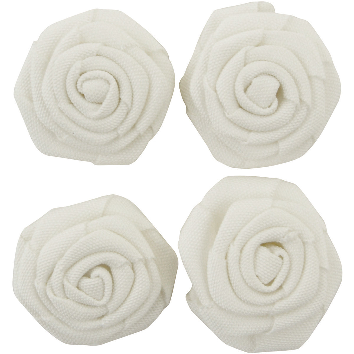 Kaisercraft Lucky Dip Burlap Self-Adhesive Flowers 4/Pkg - White 1.5"