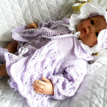 Knitting pattern Baby Doll Matinee Coat, Shorts, Bonnet & Mary jane Shoes
