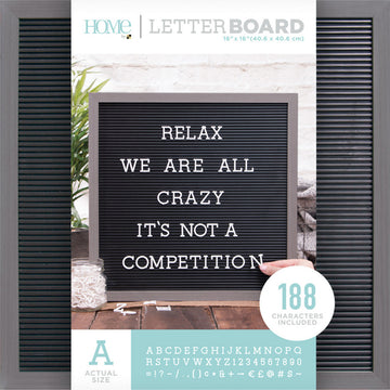 American Crafts DCWV Framed Letterboard 16"X16" - Gray Stained W/Black Insert