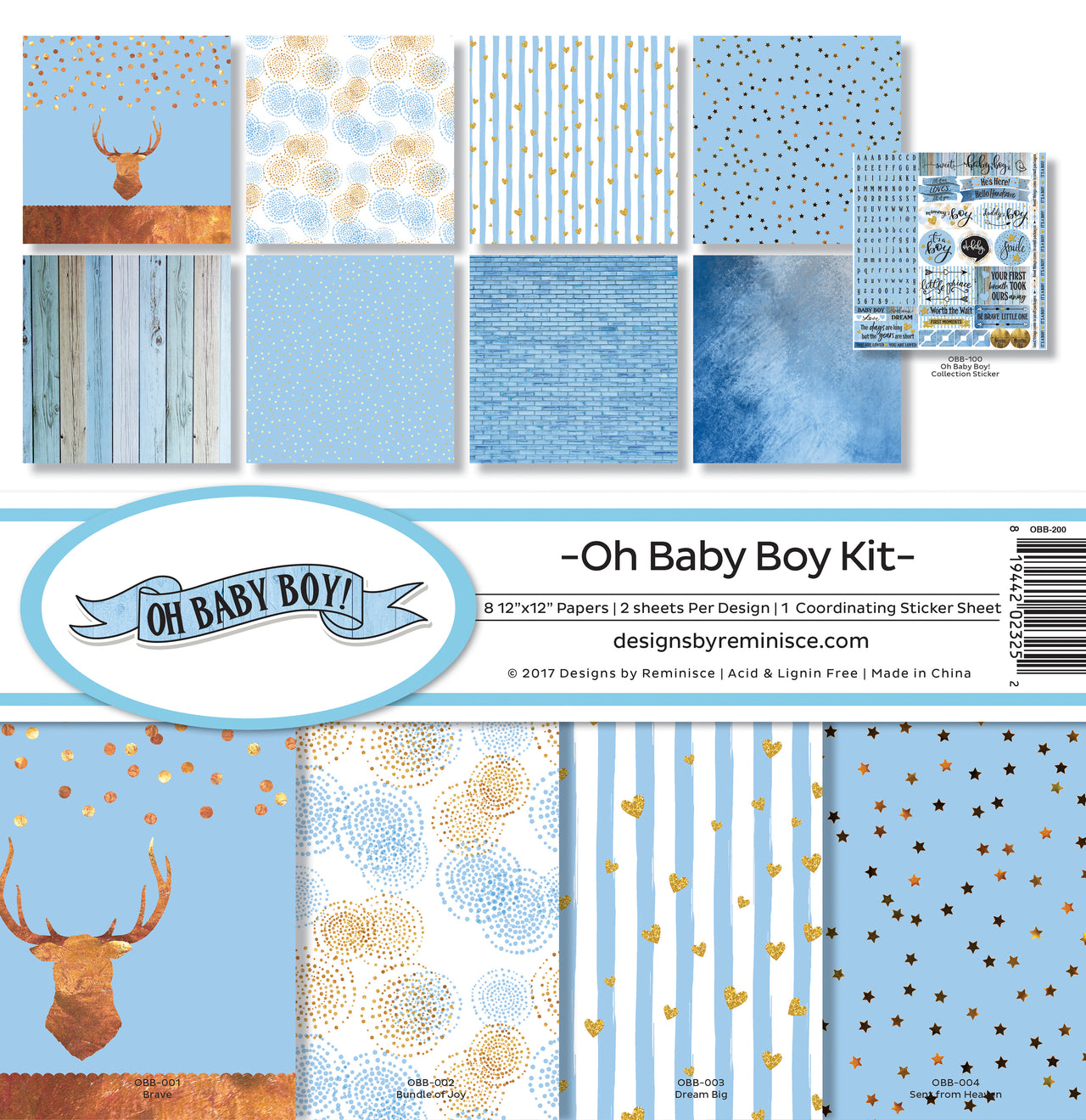 Reminisce Collection Kit 12"X12" - Oh Baby Boy
