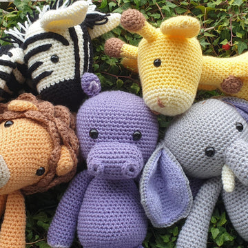 Savanna Savannah Animal Set Elephant Giraffe Hippo Hippopotamus Lion Zebra crochet amigurumi