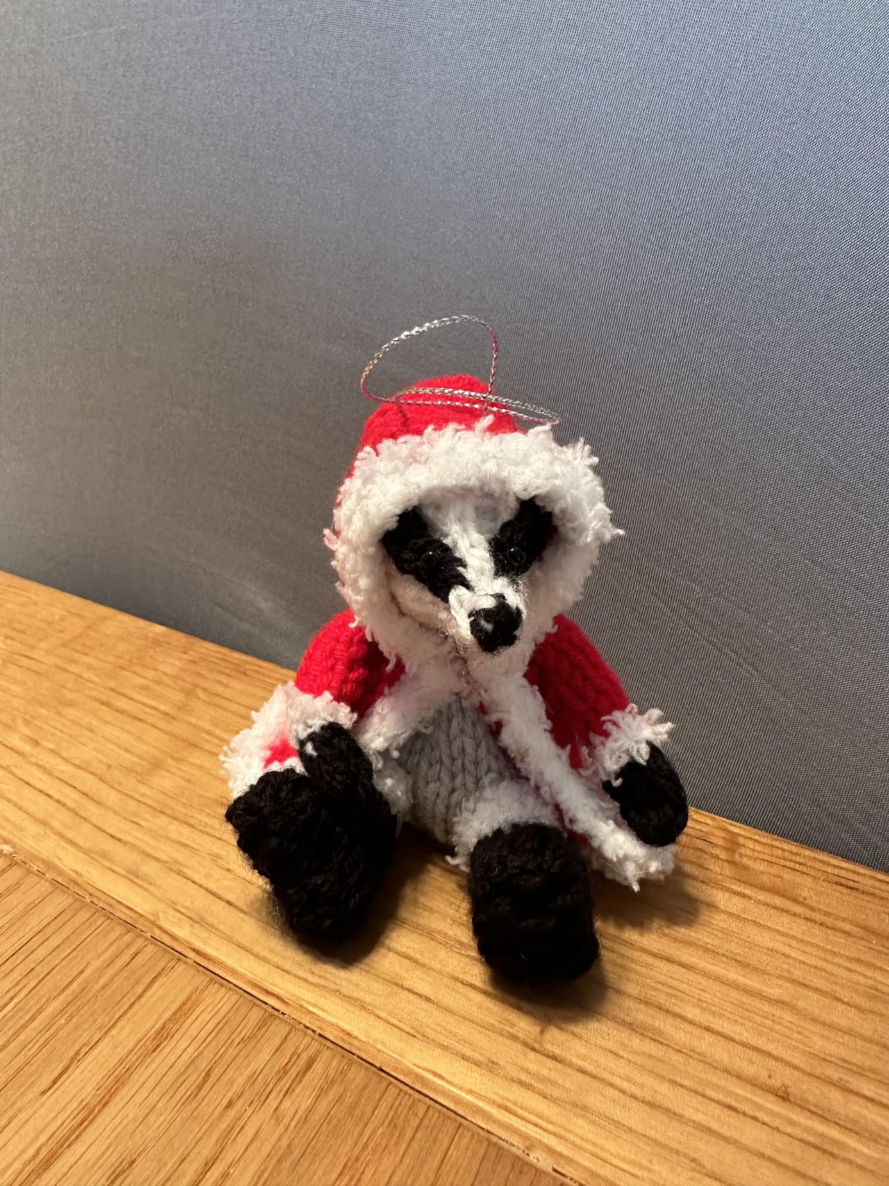 Badger Wearing Santa Outfit with Reindeer Antlers Ferrero Rocher/Lindor Chocolate cover, Hanging Ornament