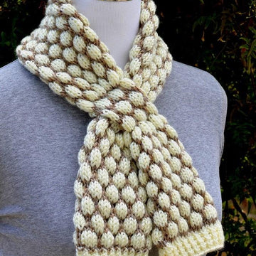 Shaded Bobble Stitch Scarf ( Keyhole / Ascot / Pull-Through / Vintage / Stay On Scarf Knitting Pattern )
