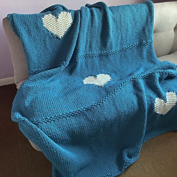Moss Stitch Hearts Blanket