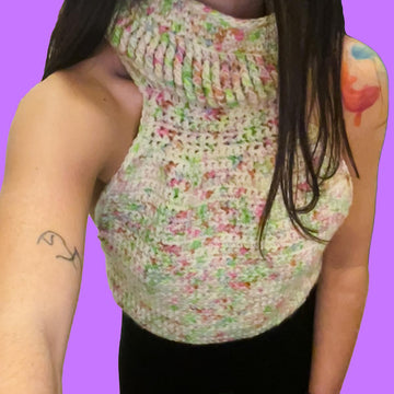 Cowl Neck Cropped Sweater Vest