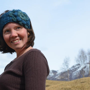 Chunky Ribbed Earwarmer Headband with Rose