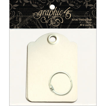 Graphic 45 Staples Artist Trading Tag Album 3.5"X2.5" - Ivory