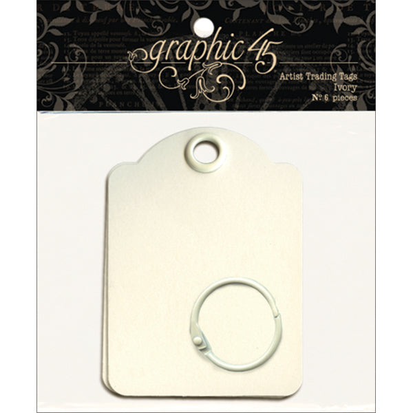 Graphic 45 Staples Artist Trading Tag Album 3.5"X2.5" - Ivory