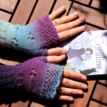 In Bloom fingerless mittens