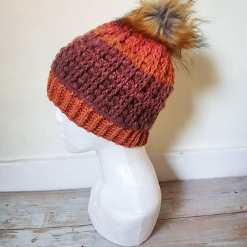 Pinstripe Puff Beanie