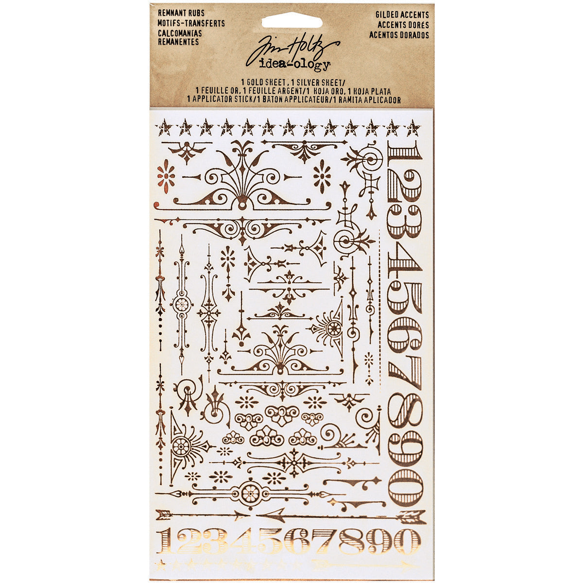 Advantus Idea-Ology Remnant Rubs Foil Rub-Ons 4.75"X7.75" 2/Pkg - Gilded Accents - 1 Silver & 1 Gold