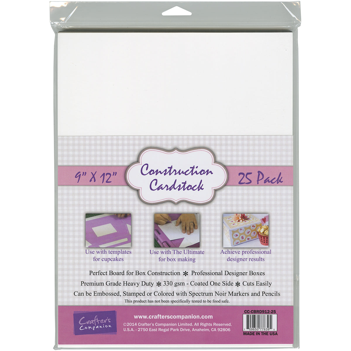 Crafter's Companion Construction Cardstock 9"X12" 25/Pkg - White