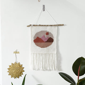 Pink Mountains Crochet Wall Hanging