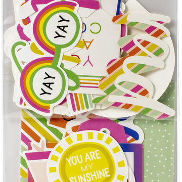 American Crafts Live Life Happy Ephemera Cardstock Die-Cuts 40/Pkg - Phrase W/Foil Accents