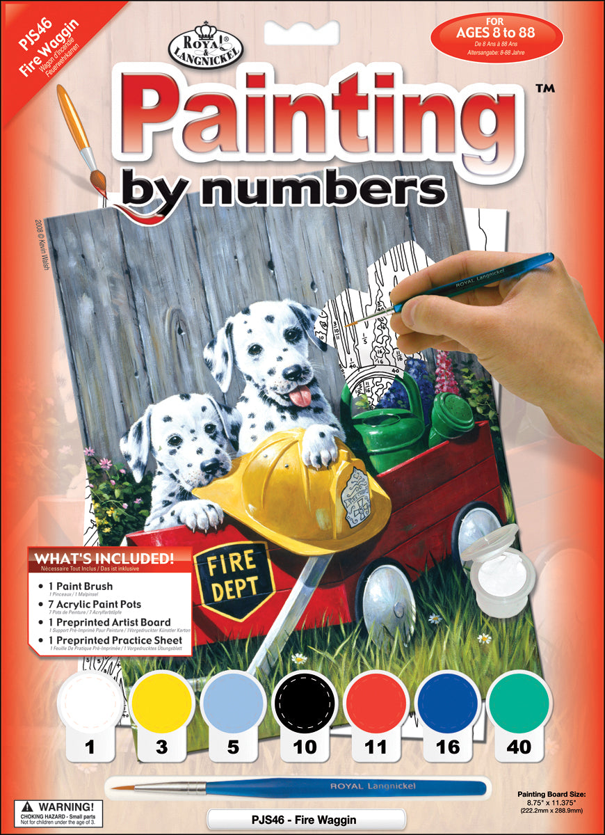 Royal Brush Junior Small Paint By Number Kit 8.75"X11.75" - Fire Wagon