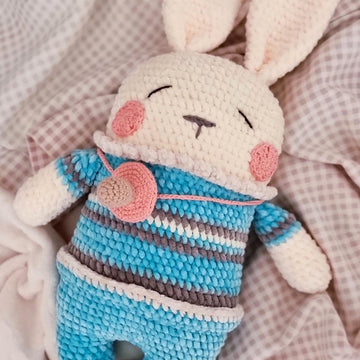 Sleeping bunny lovey with pacifier crochet pattern P9