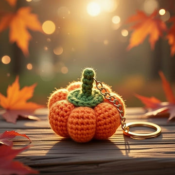 Pumpkin Keychain Crochet Pattern (PDF + Video Tutorial) – Beginner