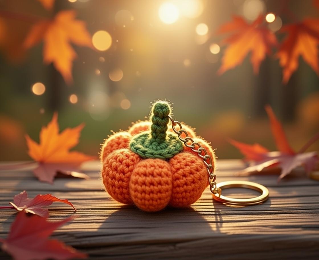 Pumpkin Keychain Crochet Pattern (PDF + Video Tutorial) – Beginner