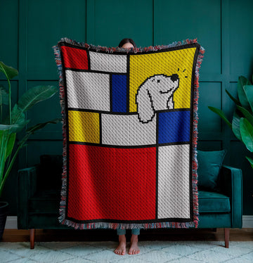 Mondrian Puppy Dog Blanket C2C Crochet Pattern, 100x120 blocks graph