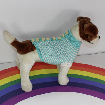Aran Stripe Back Button Up Garter Stitch Dog Coat