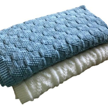 Knit and Purl Blankets x 2 - Building Blocks & Chevrons