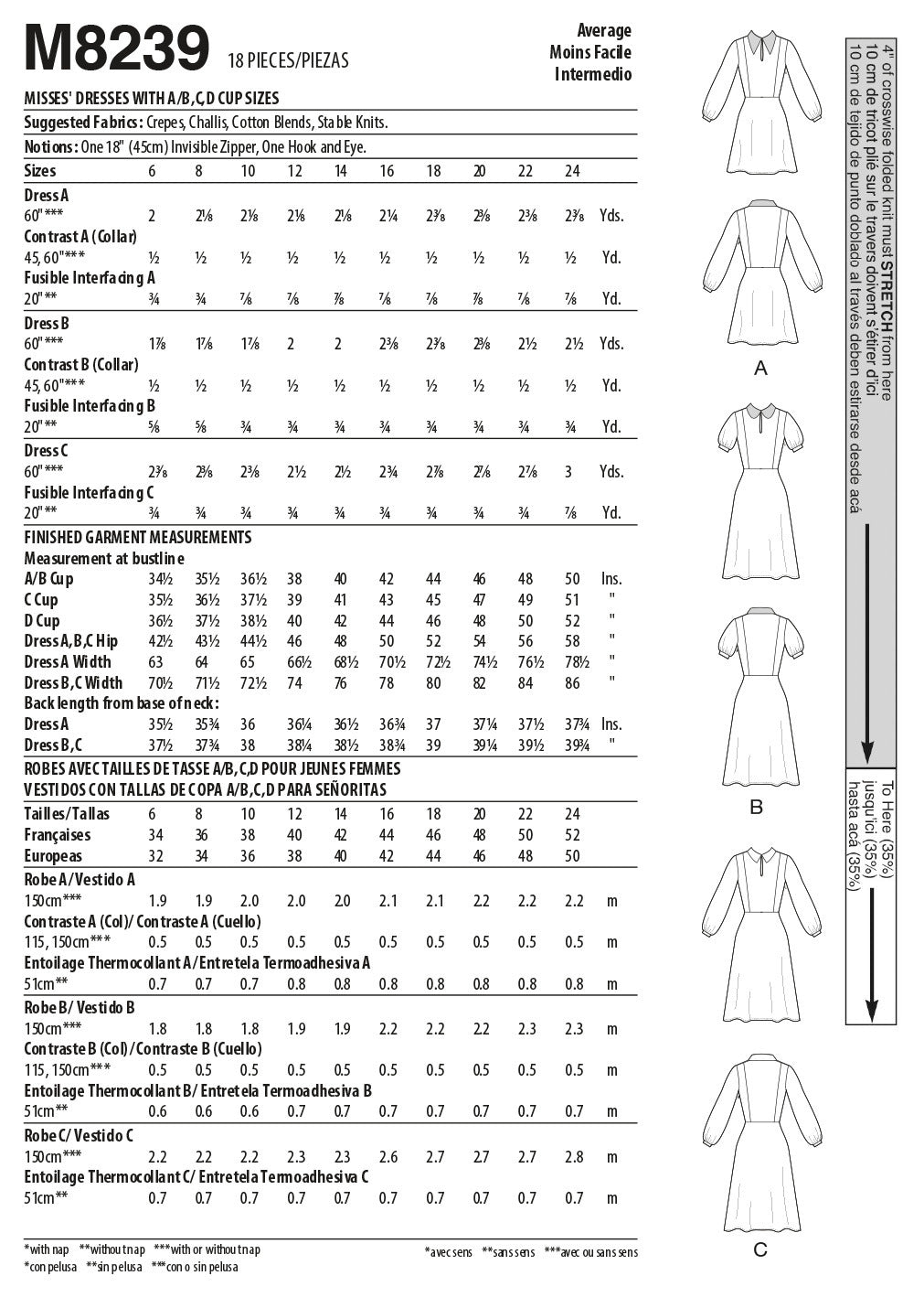 McCall's Misses' Dresses M8239 - Sewing Pattern