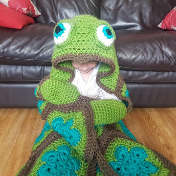 2in1 Sea Turtle Tortoise Hooded Blanket Crochet Pattern