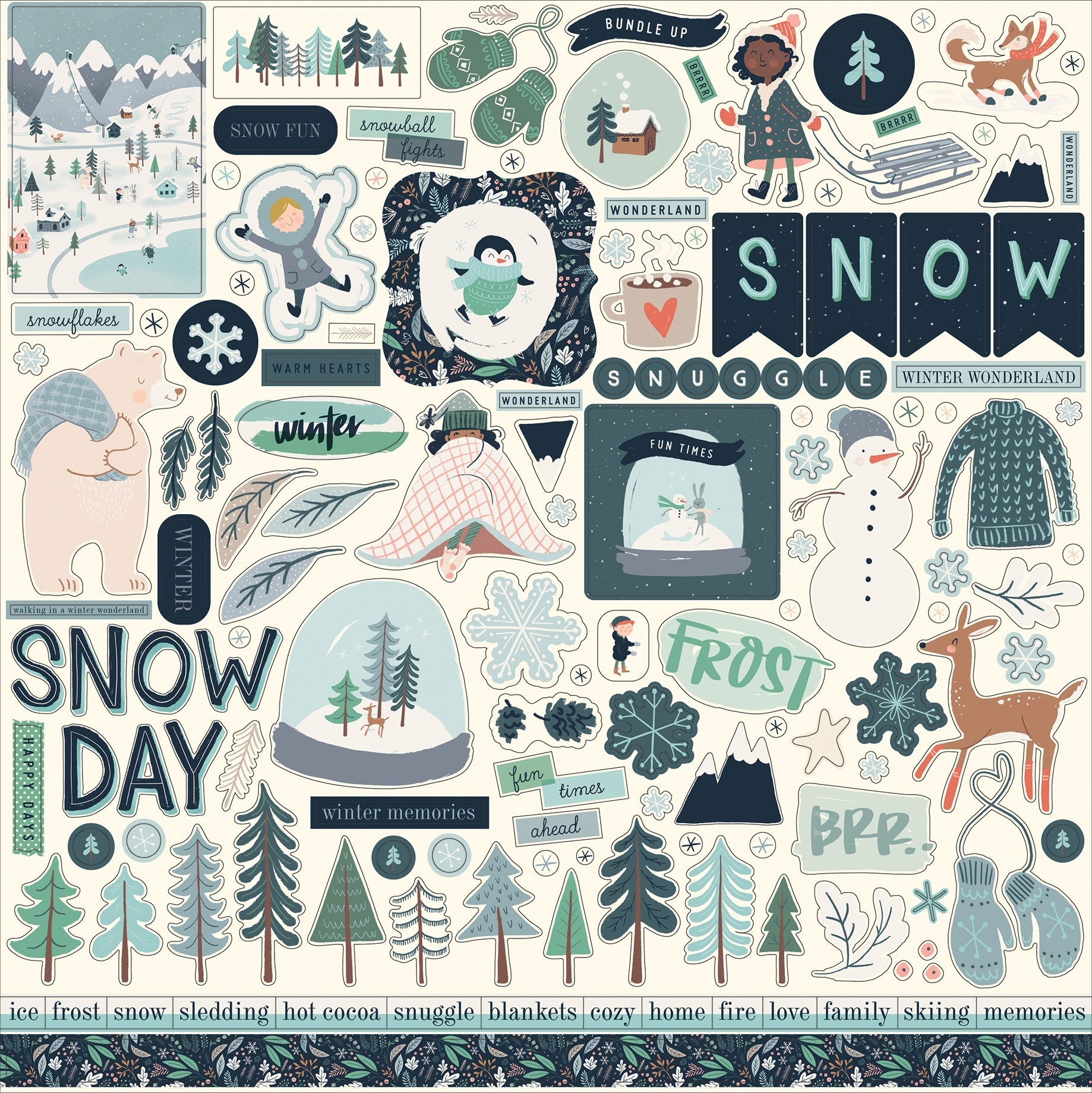Echo Park Paper Snow Much Fun Cardstock Stickers 12"X12" - Elements