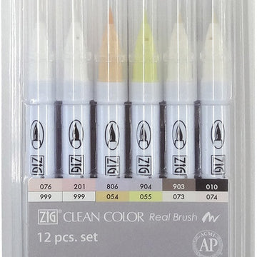 ZIG Kuretake Zig Clean Color Real Brush Markers 12/Pkg - 587467