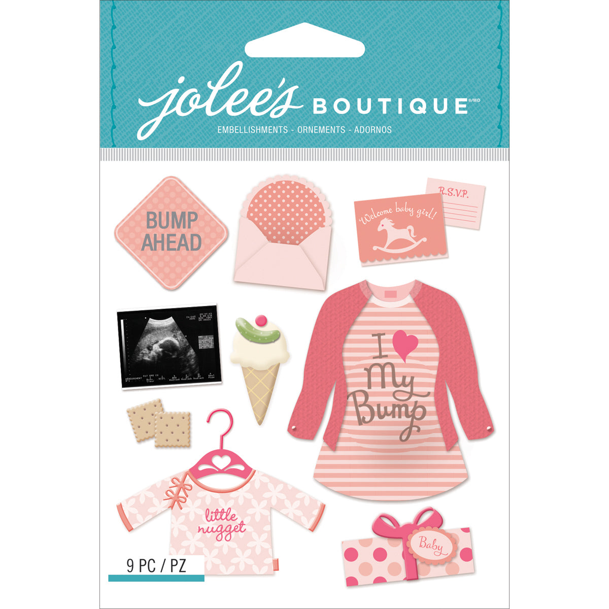 Jolee's Boutique Dimensional Stickers - Baby Girl Pregnancy