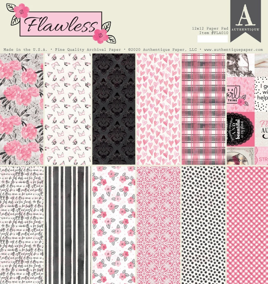 Authentique Paper Authentique Double-Sided Cardstock Pad 12"X12" 18/Pkg - Flawless