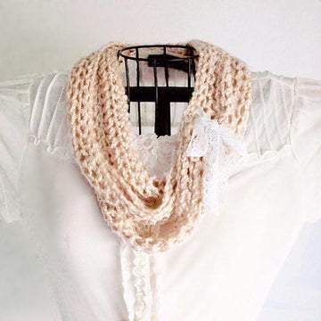 Beachy Boho Luxury a knitted Mobius twist infinity scarf