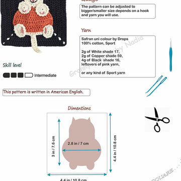 Pumpkin cat granny square